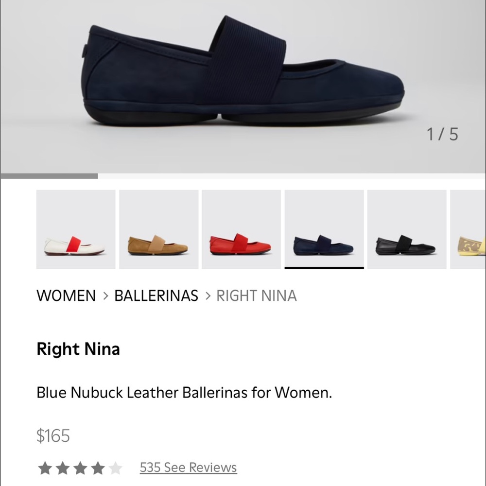 Camper Right Nina Nubuck Ballerina Flats - Navy